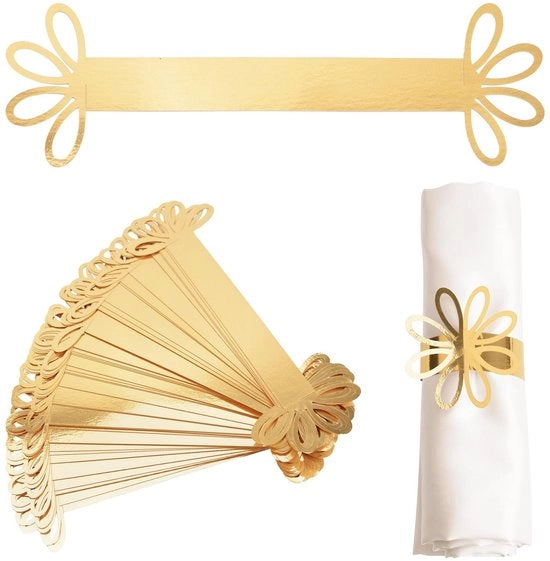 Supporto per tovaglia riflettente dorato - 50 pezzi di anello per tovaglia - carta fiori - supporto per tovaglia - matrimonio/cena - accessorio da tavola decorativo - anello per tovaglia