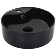 Lavabo con troppopieno lavabo da appoggio interno bagno cabina doccia cabina WC 36 x 13 cm ceramica nero 02_0002621