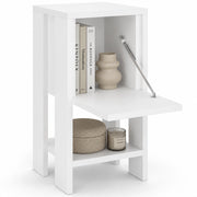 Comodino Mobiletto 2 Ripiani con Anta Tavolino Design Moderno in legno Bianco