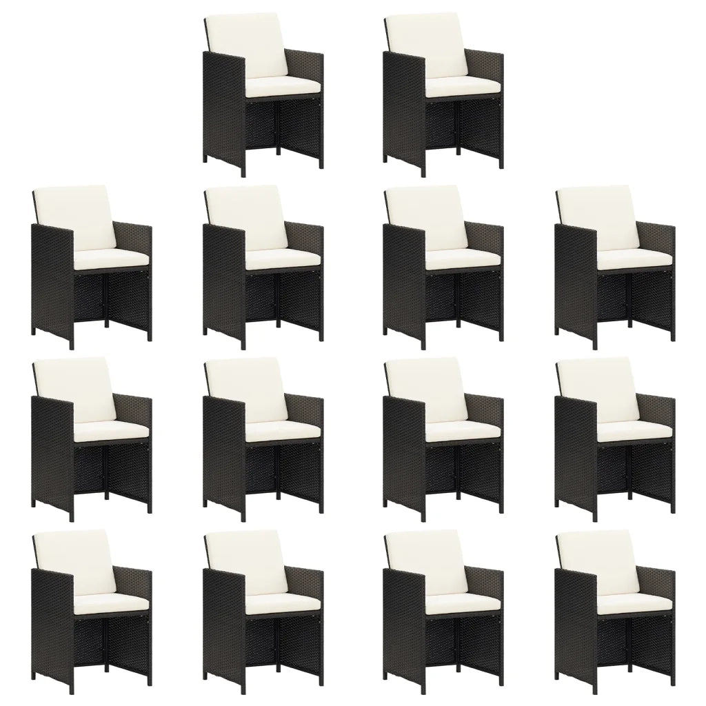 Set da Pranzo da Giardino 19 pz con Cuscini in Polyrattan Nero 3095657