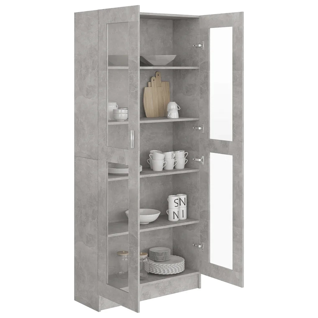 Armadietto Vetrina Grigio Cemento 82,5x30,5x185,5cm Multistrato CFW7592182