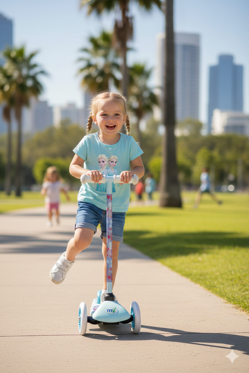 Monopattino Evolutivo a 3 Ruote con Cuscinetti ABEC-5 e Freno a Pedale Posteriore Disney Frozen Azzurro