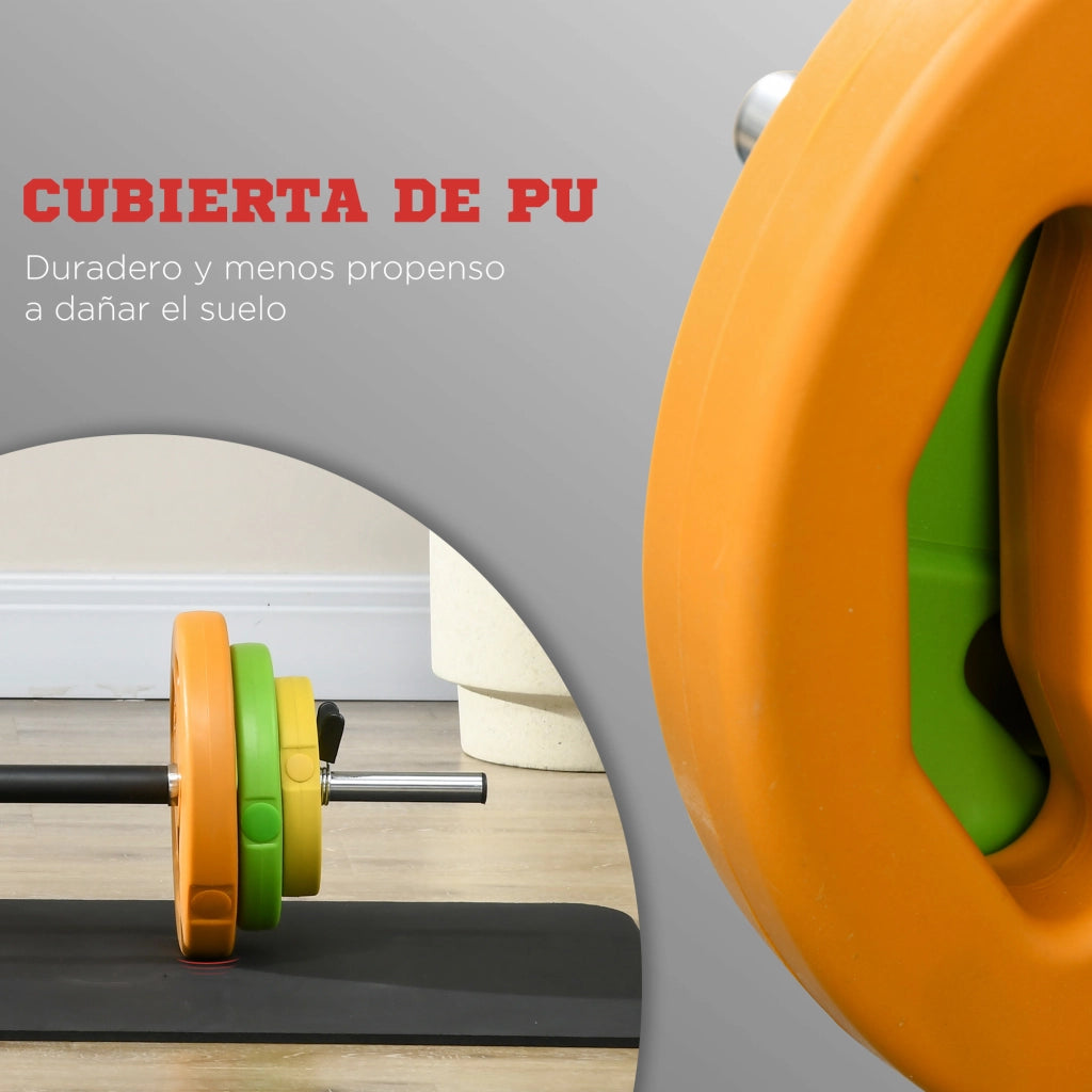 Barra per Pesistica con 6 Dischi da 1.5kg 2.5kg 5kg ¨C zephmum ¨C Multicolor 130x28x28 cm