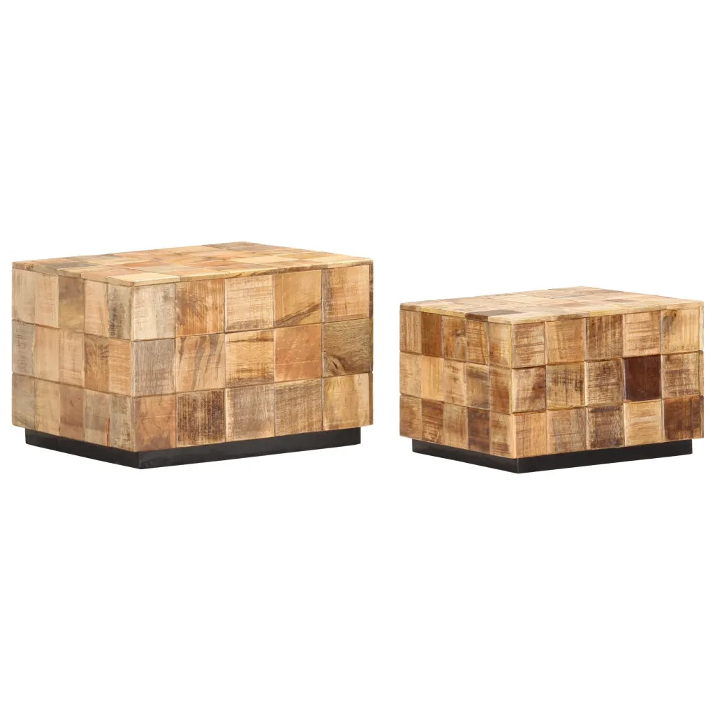 Tavolini da Salotto 2 pz a Blocchi Legno di Mango Grezzo 286435