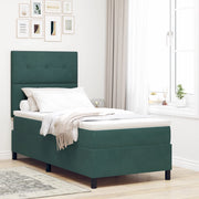 Letto Box Spring con Materasso e LED Verde Scuro 90x200 cm Velluto