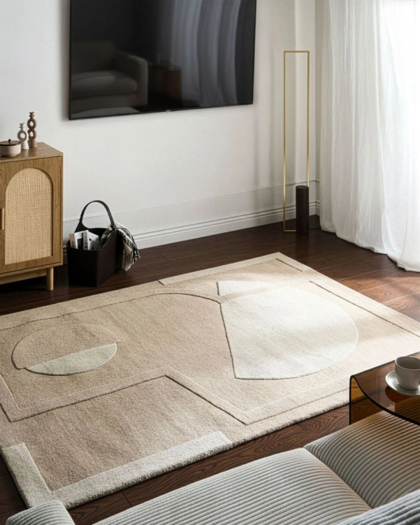 Tappeto Beige in lana Forma rettangolare Motivo geometrico 200 x 300 cm Stile moderno Soggiorno