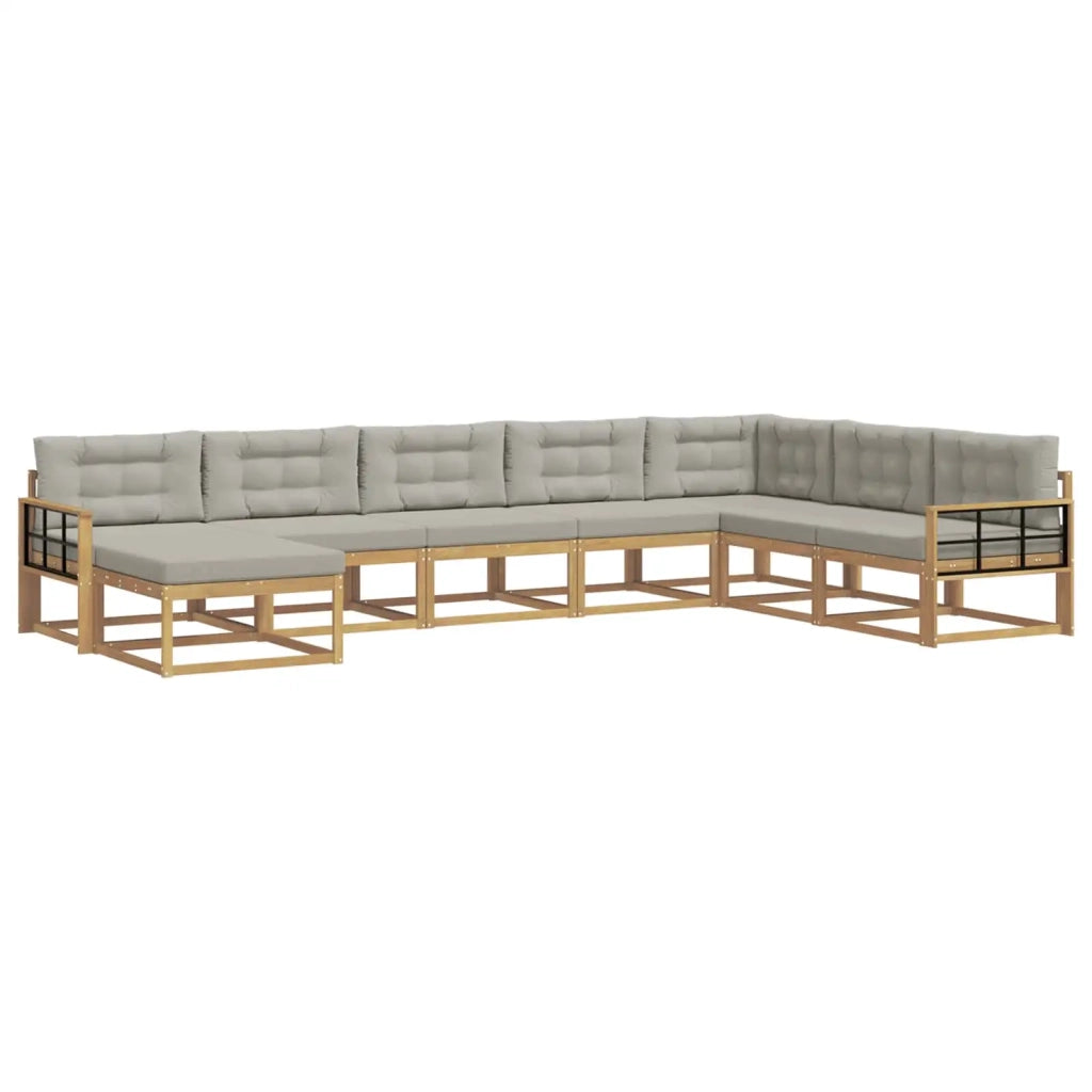 Set di divani da esterno 8 pz Bianco e Grigio Chiaro 3386875