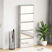 Scarpiera con Specchio a 5 Livelli Grigio Cemento 63x17x169,5cm 3228281