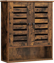 Cassa da Parete - Armadio da Bagno - Cassetto di Stoccaggio - 2 Porte - 1 Spazio Aperto - Marrone - Legno Lavorato - Industriale - 60 x 20 x 70 cm