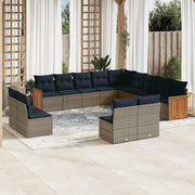 Set Divani da Giardino 13 pz con Cuscini Grigio in Polyrattan 3228168