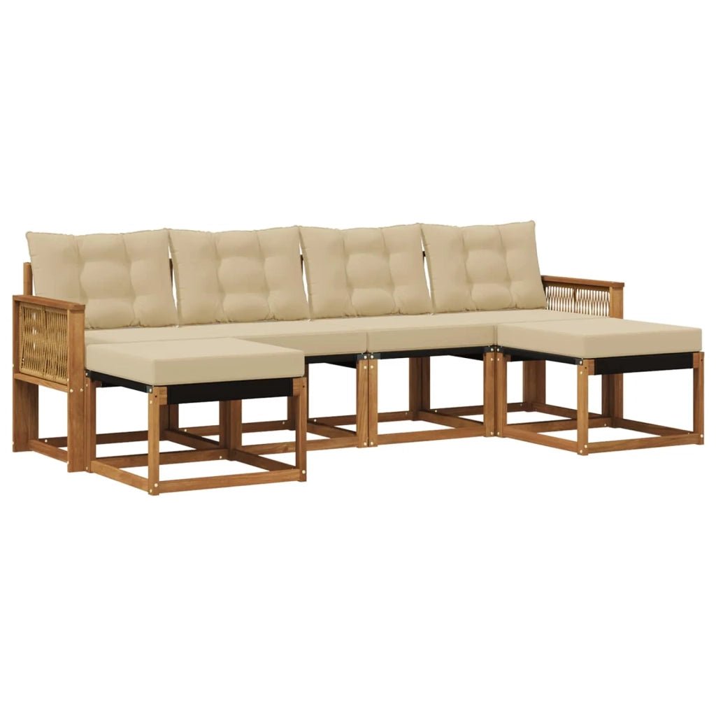 Set di divani da esterno 6 pz Naturale e Beige 3382133