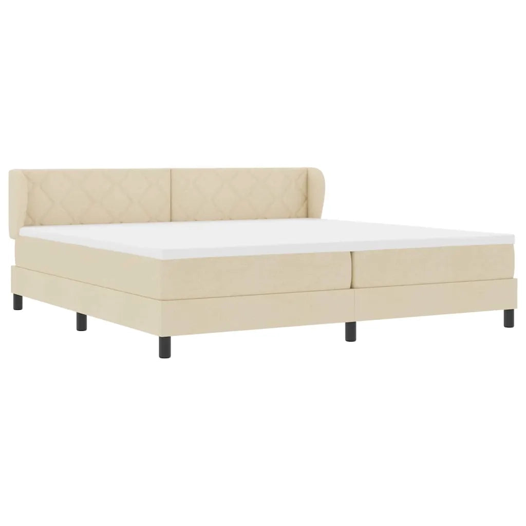 Letto a molle con materasso Crema 200 x 200 cm Tessuto 3340113