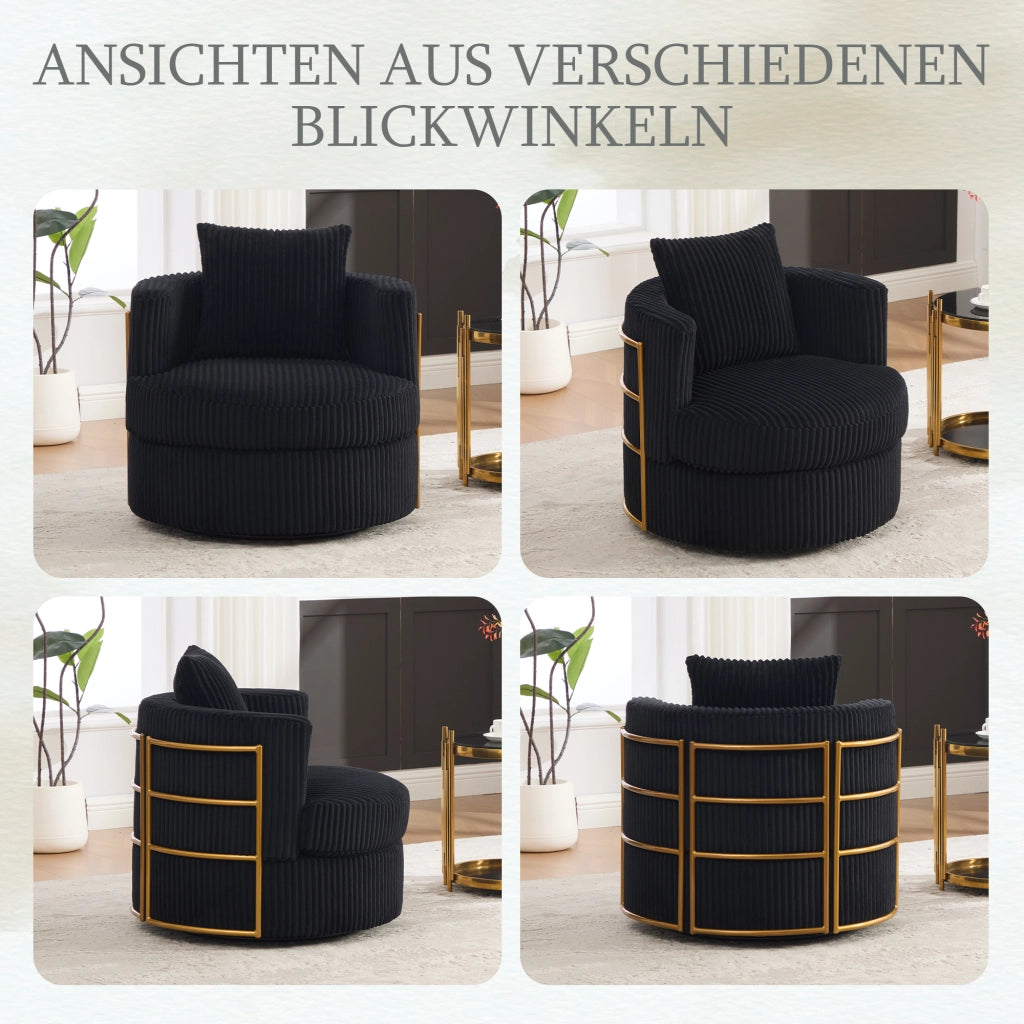 SEDIA GIREVOLE 360° 76x79x78 cm in Cord Nero
