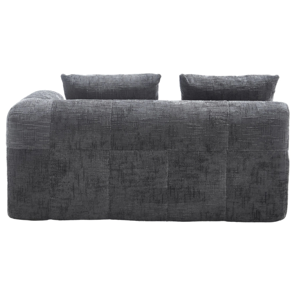 Divano chaise longue in ciniglia grigio con tasche laterali