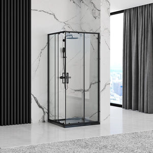 Cabina Doccia Rea Punto Black 90x90 con piatto doccia Savoy