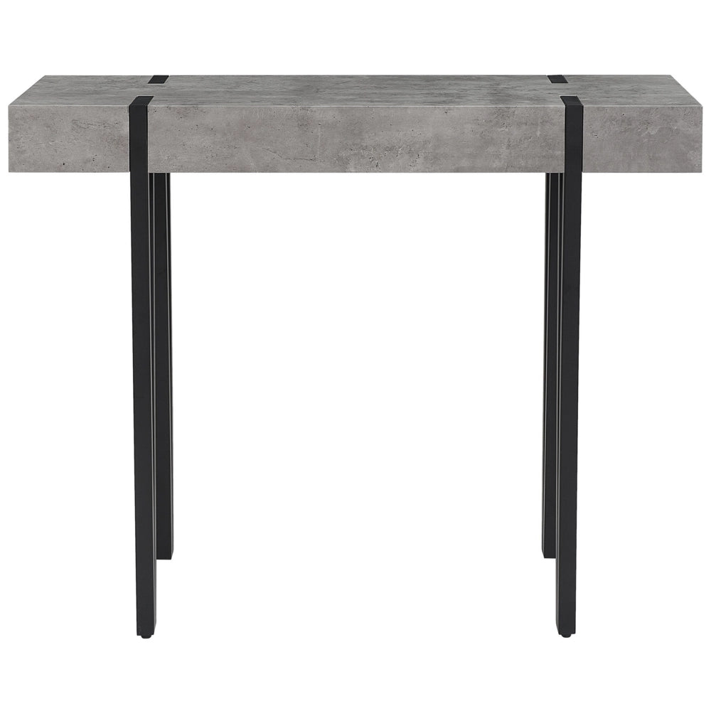 Consolle Grigio Chiaro Piano Gambe A Forcella In Metallo Nero 100 x 40 cm Stile Industriale Rettangolare