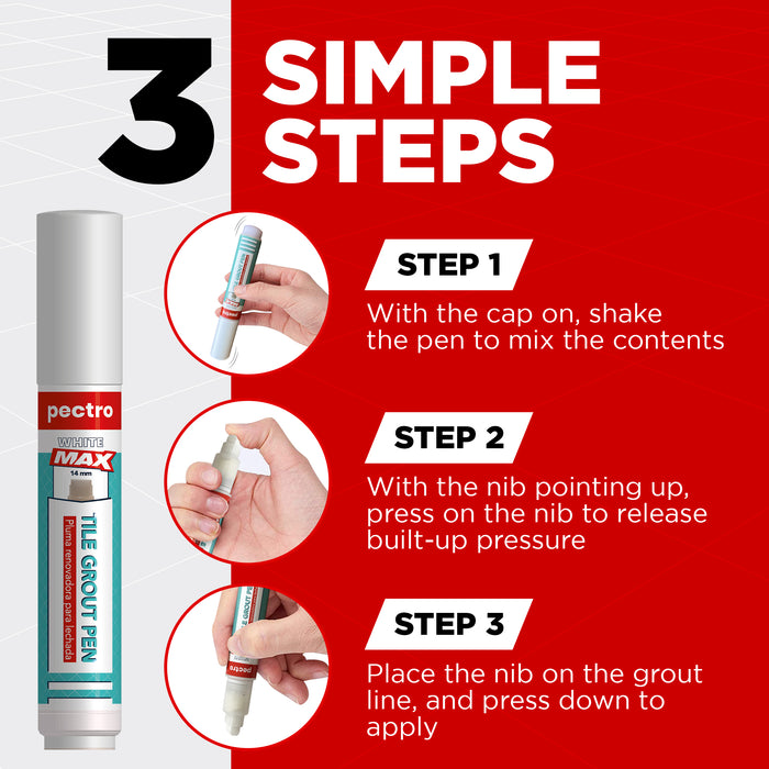 Pennarello per fughe delle piastrelle Bianco PUNTA GROSSA (14x7 mm) Pectro 25ml 