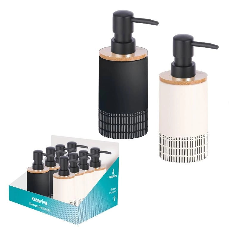 1 Pezzo Dispenser Portasapone in Ceramica e Bamboo Element 2 Colori