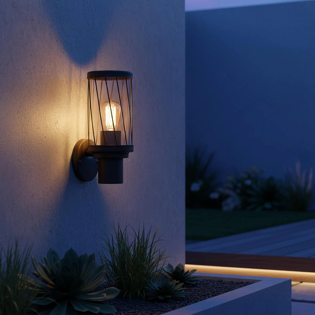 Applique lanterna da esterno E27 impermeabile IP54 design classico marrone luce per giardino balcone ingresso