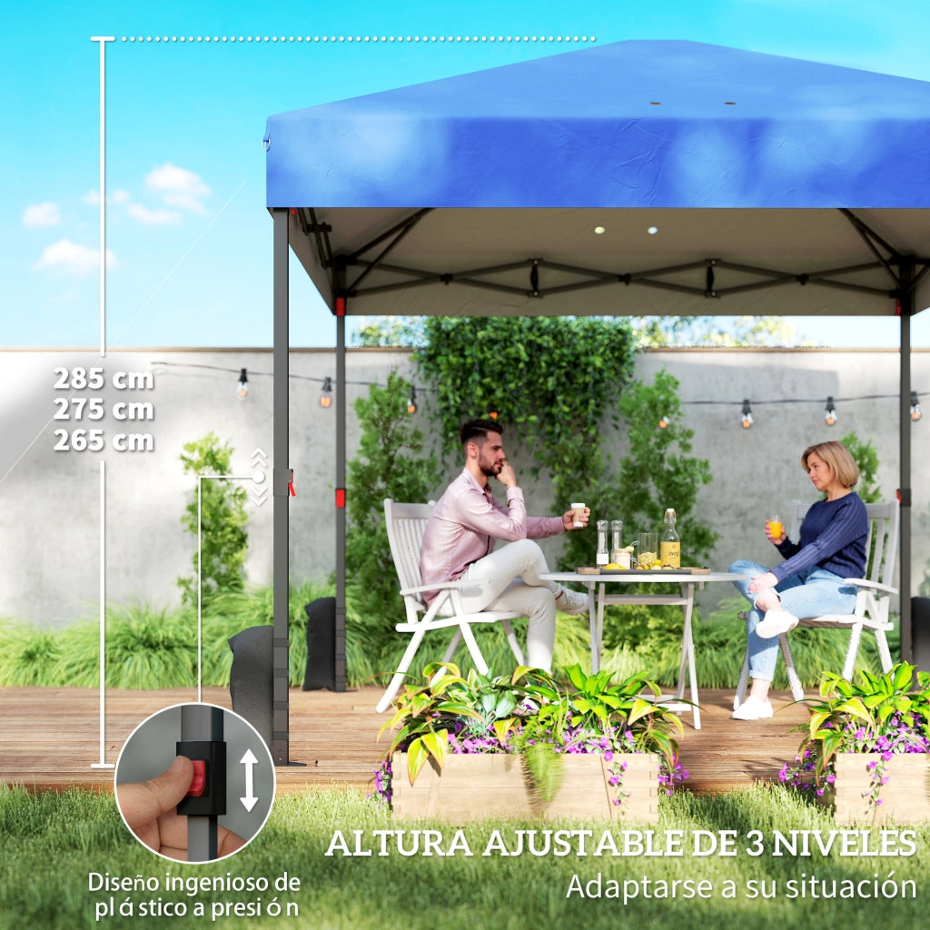 Tenda da giardino pieghevole 3x3 m ¨C zephmum ¨C 3 pareti, 2 finestre, blu