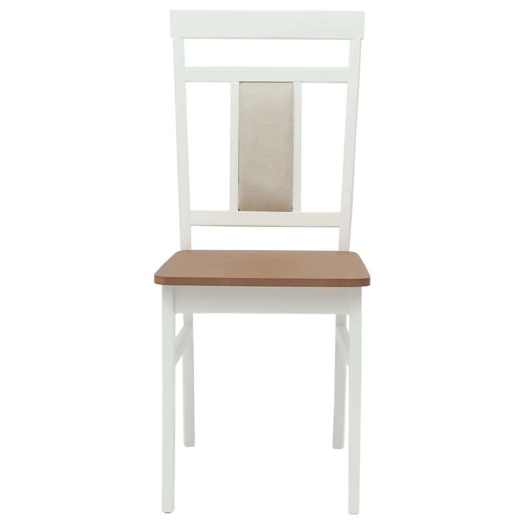 Sedia da pranzo 2 pcs Bianco e Naturale Legno di gomma solido 42020506