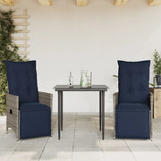 Sedie da giardino reclinabili 2 pz | Sedie da Esterno con cuscini grigie in polyrattan