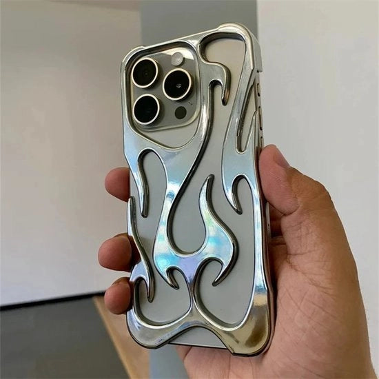 Copertura iPhone 15 Pro - Design a Fiamme - Zaffiro Elettrolitato - Softcover - Protezione Telefonica Eccellente - Regalo Ideale per Ragazzi e Ragazze | Copertura iPhone | Custodia iPhone