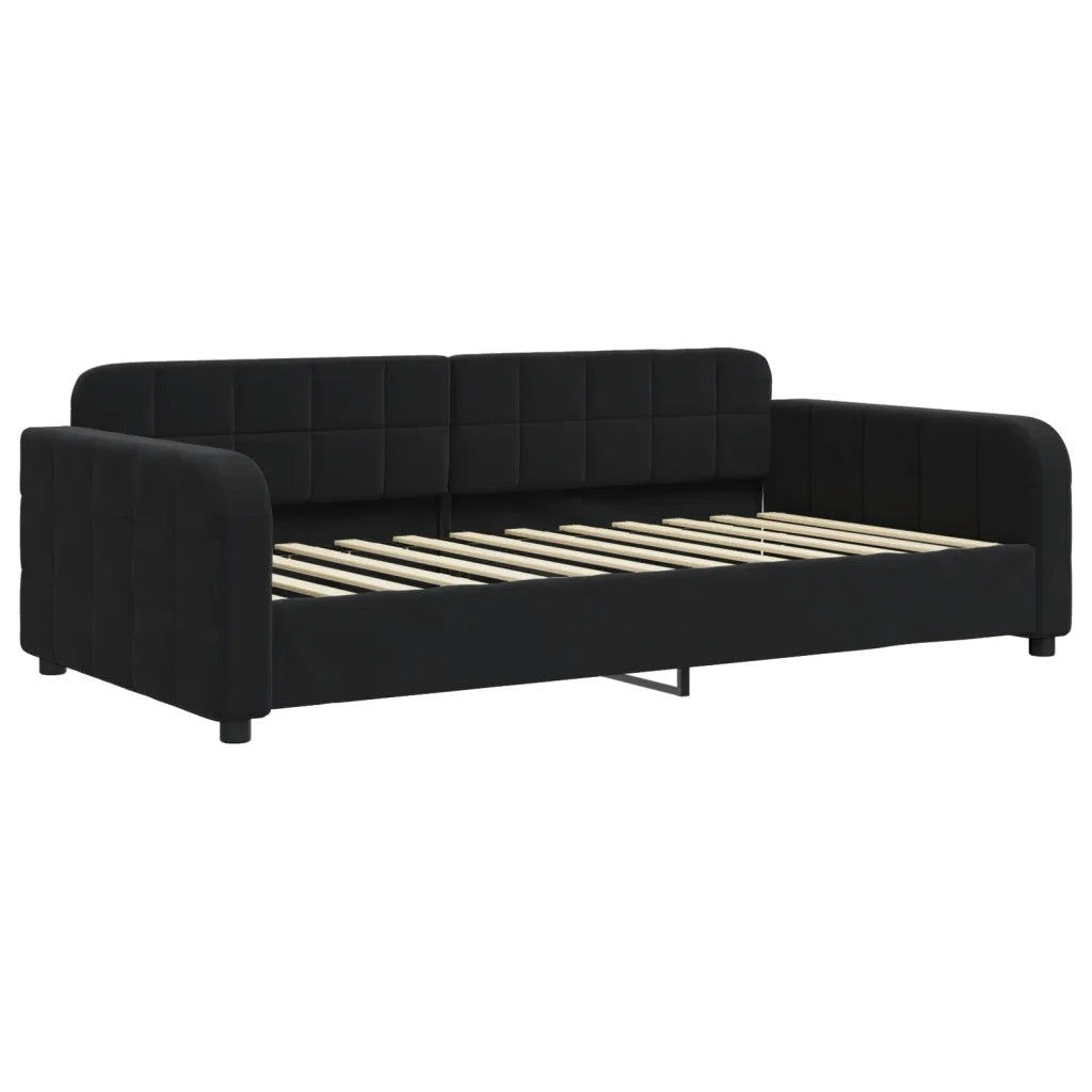 Divano Letto Estraibile con Cassetti-Sofa Letto-Daybed Nero 90x200 cm in Velluto 363150