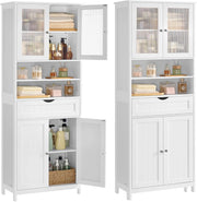 VASAGLE Mobiletto Contenitore, Armadietto da Bagno, con Ripiani Regolabili, Cassetto, Scomparti Aperti, per Bagno, Soggiorno, Sala da Pranzo, Bianco Nuvola BBC768W01