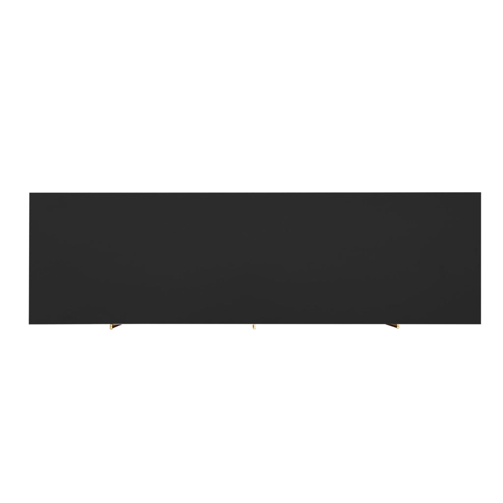 Credenza 3 ante con ripiani regolabili; struttura in MDF e base in metallo; nera