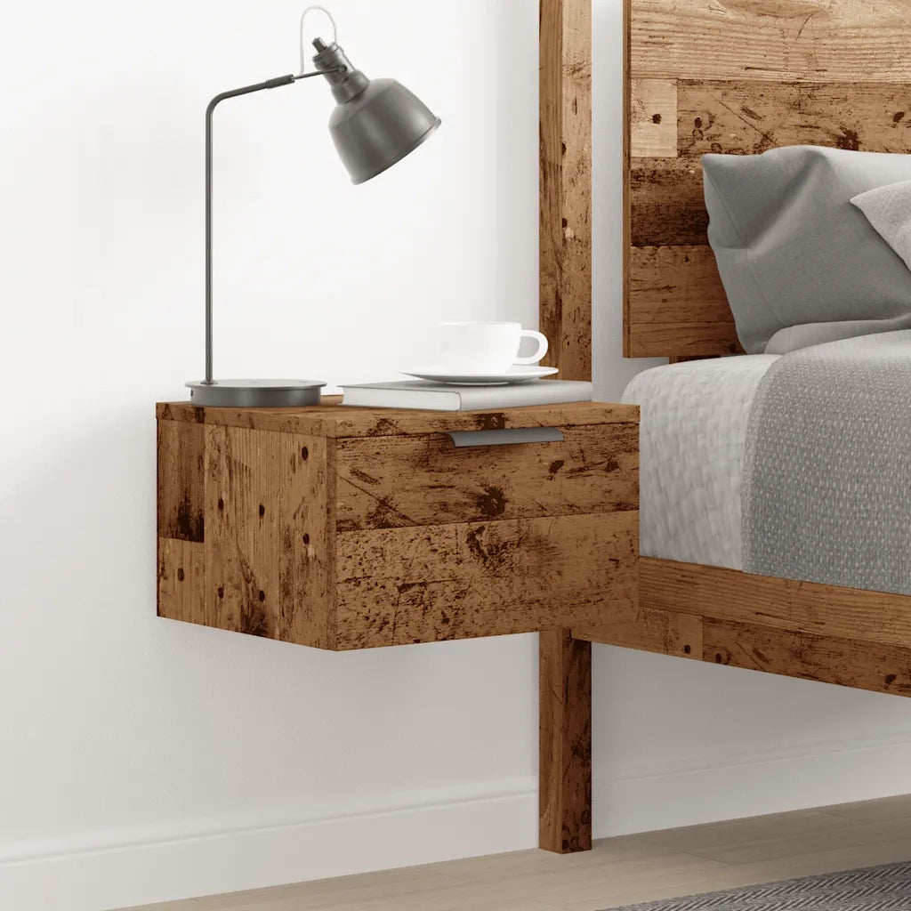 Comodino | Armadio da Notte | Mobiletto da notte a Muro Legno Antico 34x30x20 cm