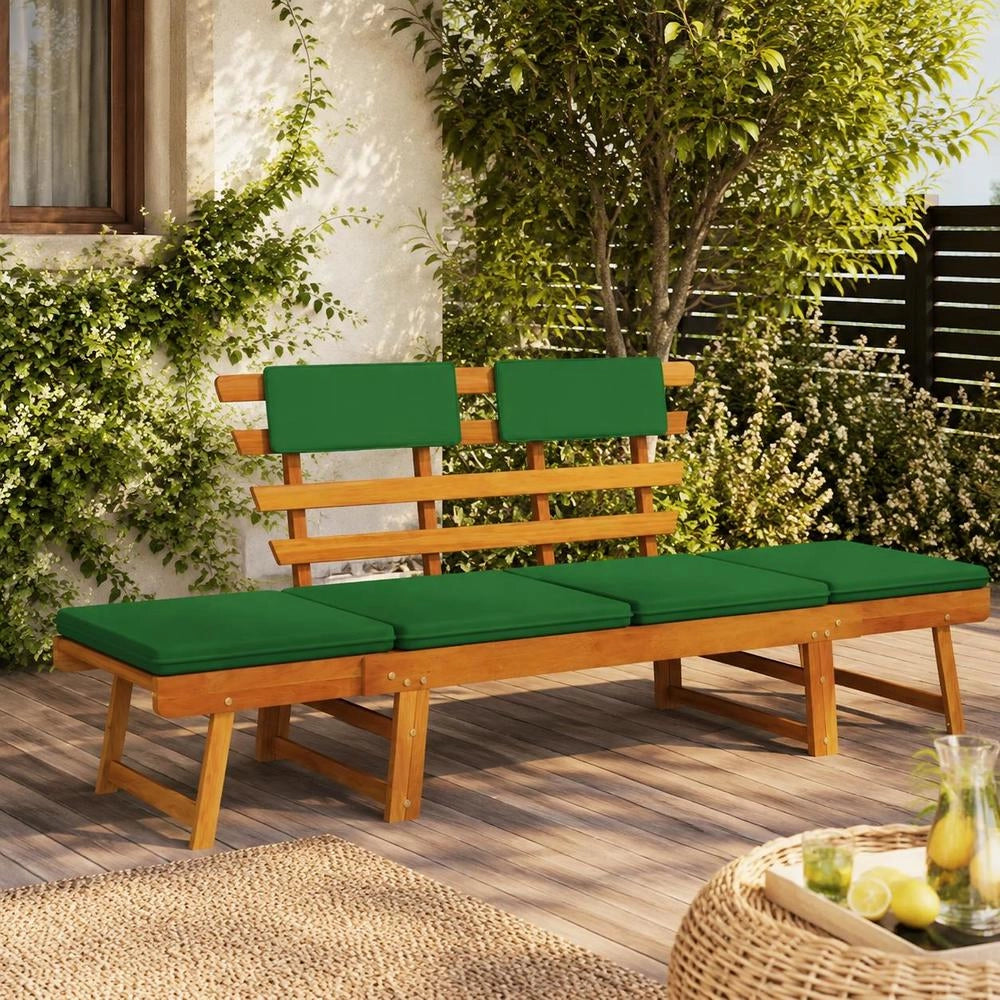 Garden Bench With Cushions 2-in-1 190 Cm Solid Acacia Wood