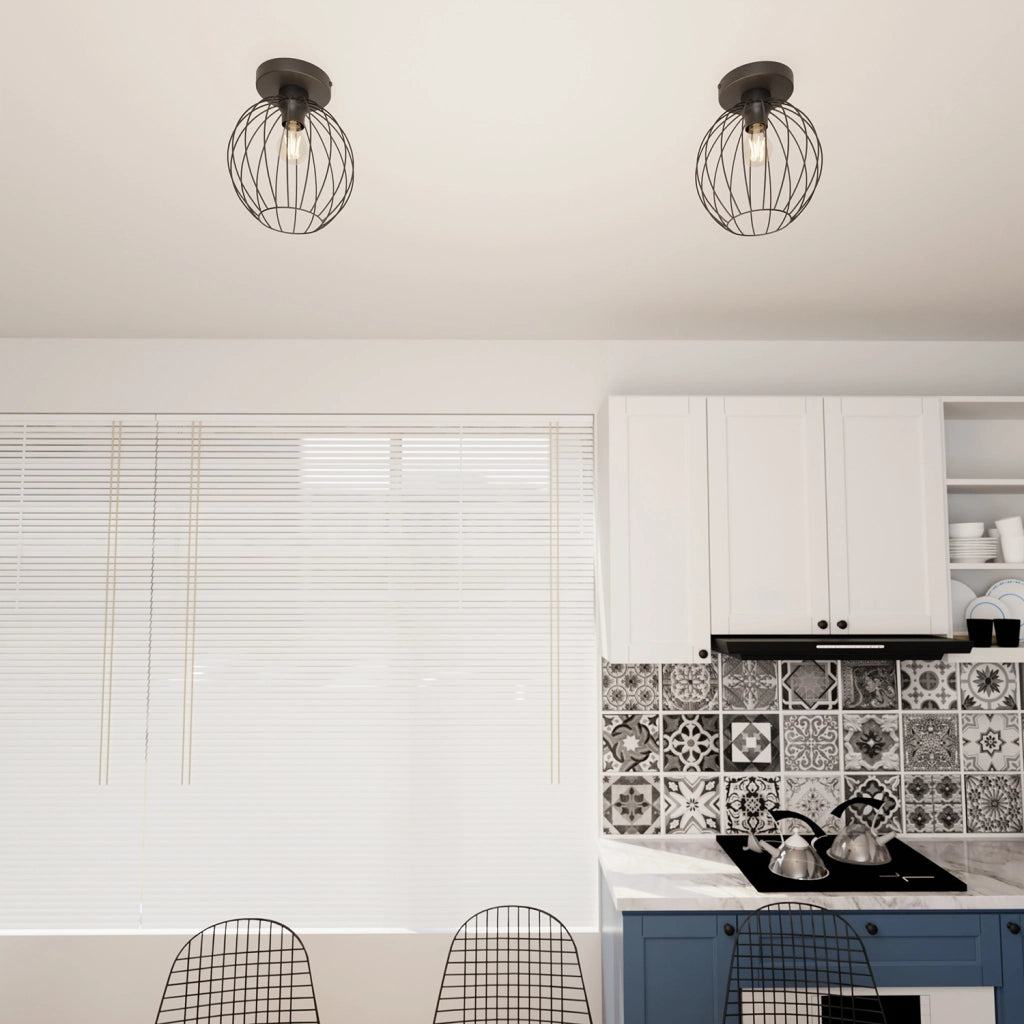 Plafoniera Minimal Industrial Geb 1 Luce Nera