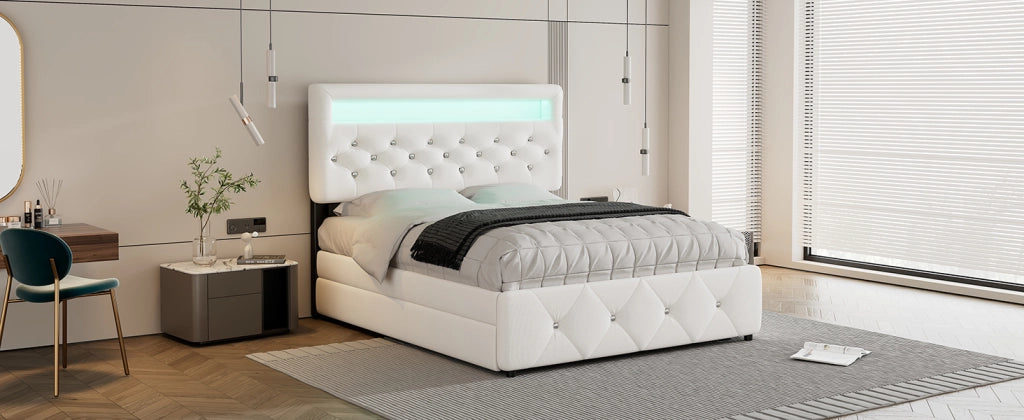 DESMIU Letto Divano 140 × 200 cm 2 posti con 2 cassetti, letto estraibile, senza materasso, in lino e cotone, bianco