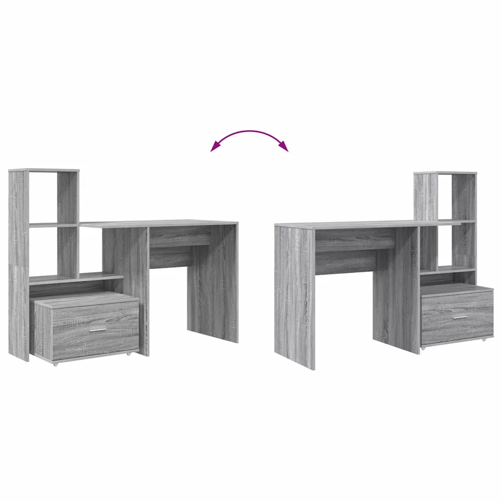 vidaXL Scrivania Grigio sonoma 131.5 x 50 x 106.5 cm Legno multistrato