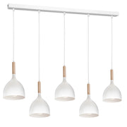 Lampada sospesa bianca e legno Noak 5 luci 122 cm Luminex