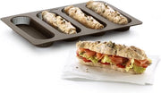 Set di moduli per panettiere in silicone da 4 mini-baguette, misura 29 x 20 x 8 cm