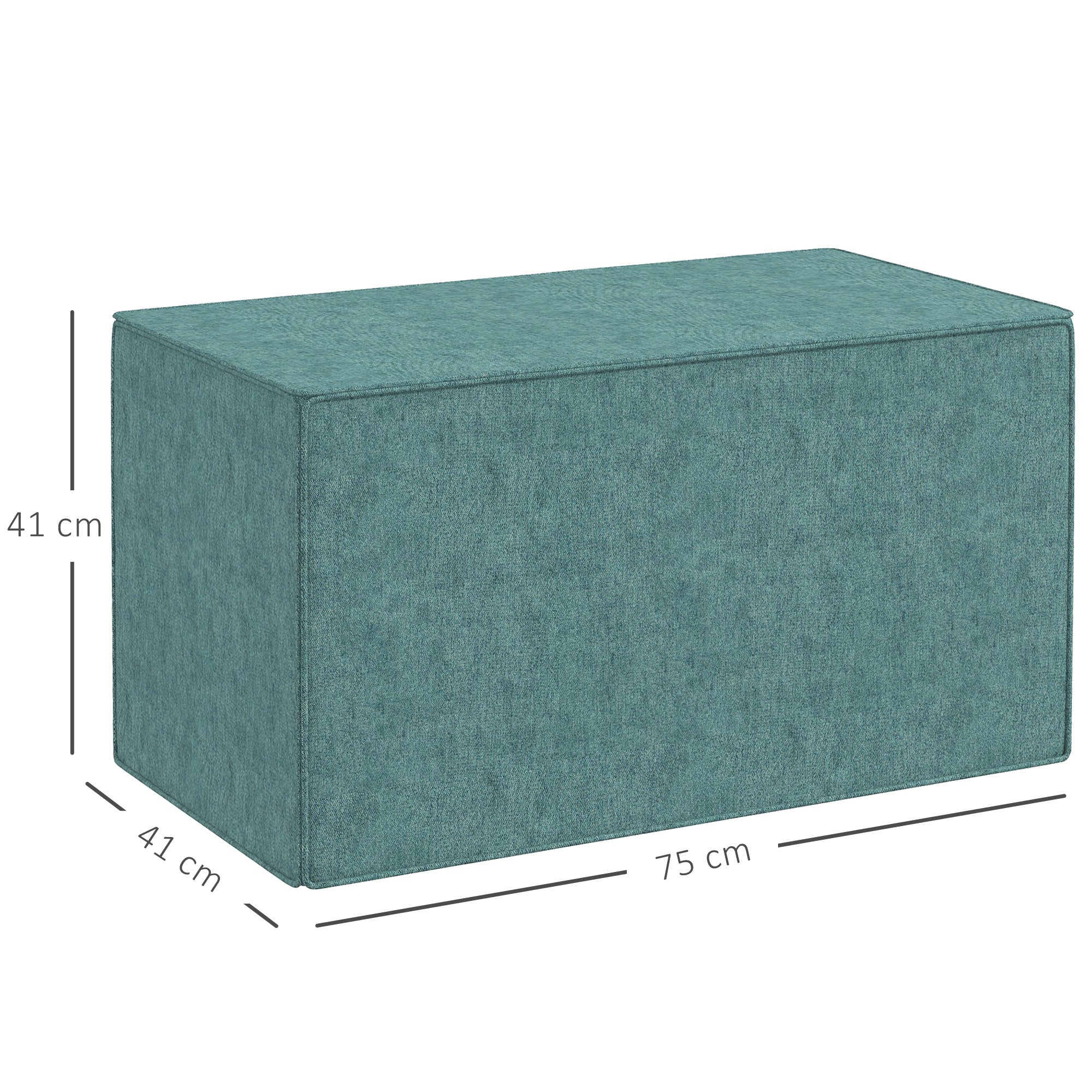 Pouf Poggiapiedi Rettangolare 75x41x41 cm Rivestimento Rimovibile in Tessuto Effetto Lino Verde