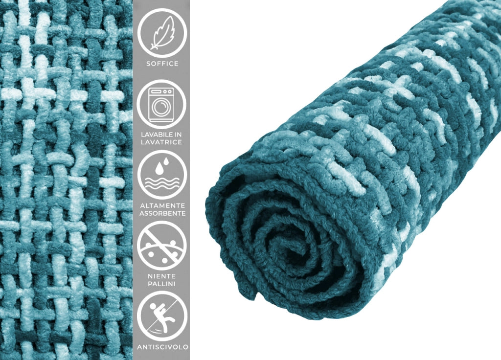 Tappeto Bagno Doccia Antiscivolo In Microfibra Super Assorbente Plot - 50x80 - Acqua