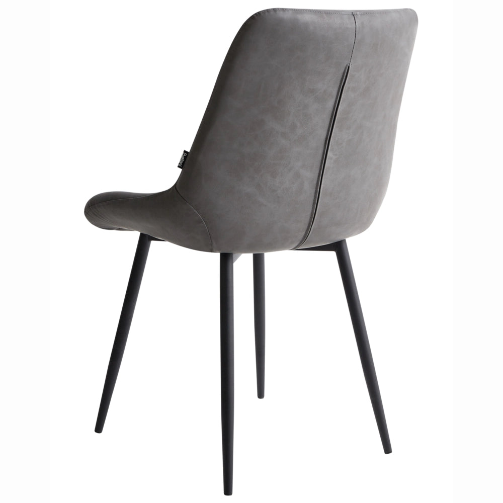 Set di 2 sedie da pranzo in ecopelle grigia gambe in metallo Nero sedie moderne imbottite