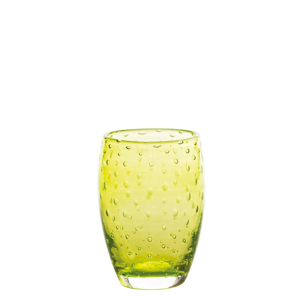 Bolicante Set di 6 Bicchieri Tumbler in Vetro Soffiato a Bocca Colore Verde Mela lavorazione Artigianale con Effetto Bollicante Tradizione Muranese