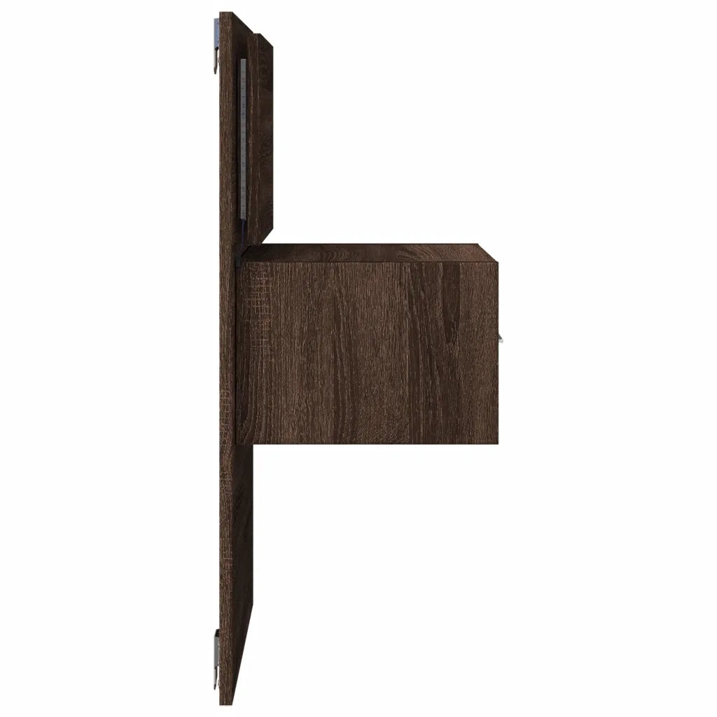 vidaXL Comodino a Parete con luci LED Rovere Marrone