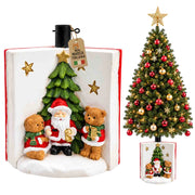 Akitaink Base Albero Libro Babbo Natale Orsetti Resina 37 cm