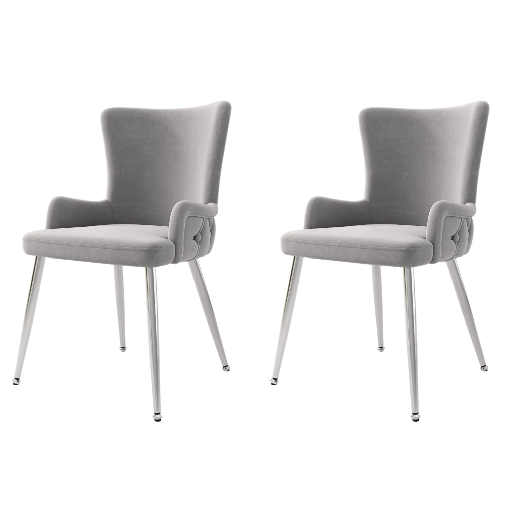 Sedie da Pranzo in Velluto con Gambe in Metallo, Set 2 Pezzi ¨C Xylo ¨C Grigio