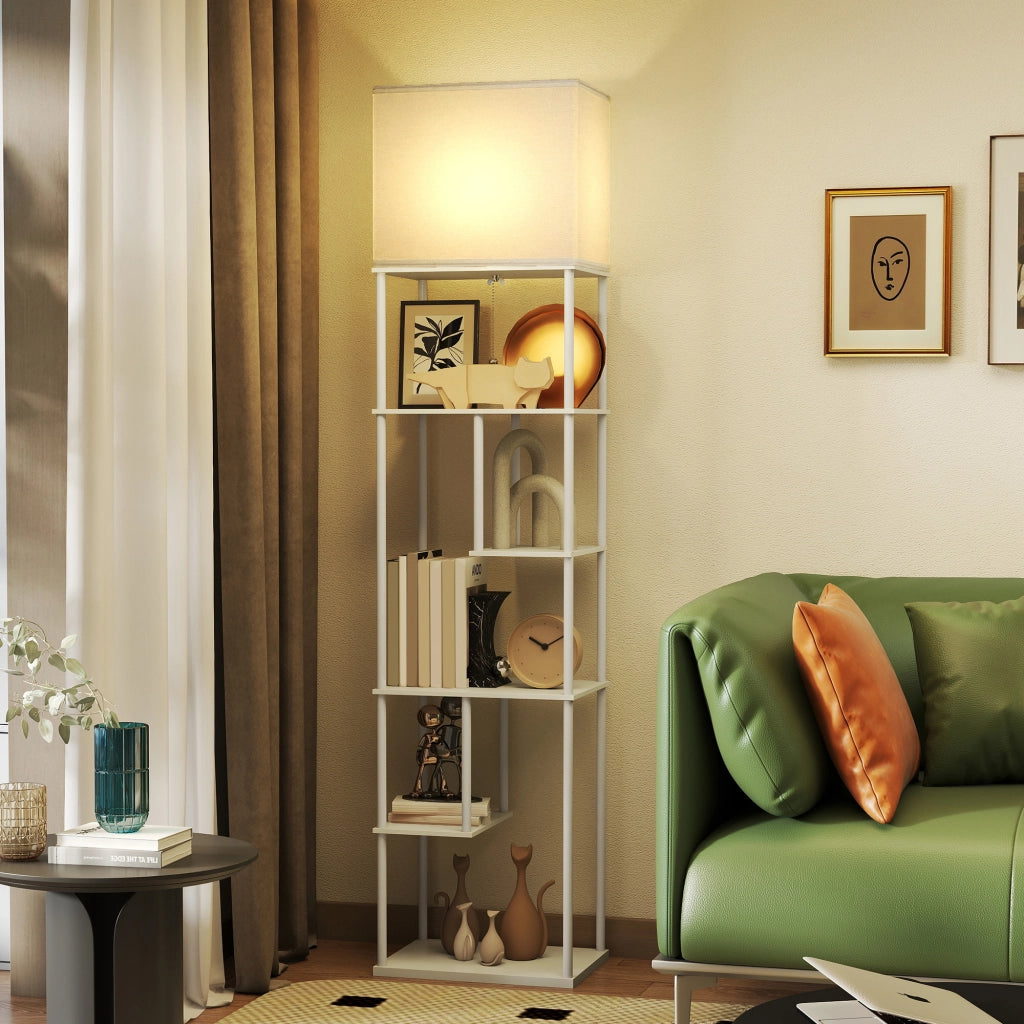 Lampada da Terra con Scaffale ¨C zephmum ¨C Bianco 3000K-6500K
