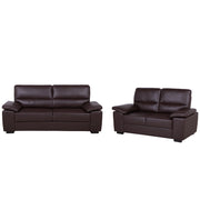 Set divano soggiorno in ecopelle marrone 3 + 2 posti stile moderno