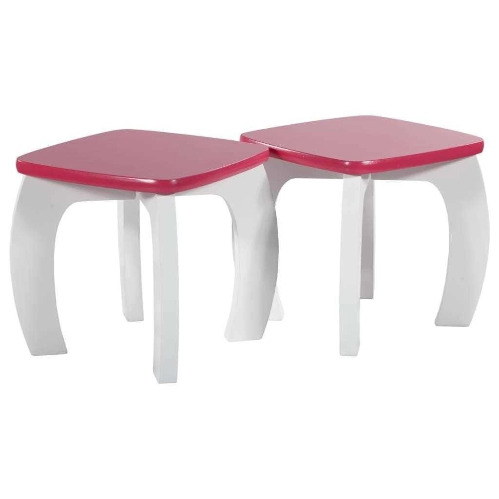 Set tavolo/2 sgabelli legno bianco/rosa