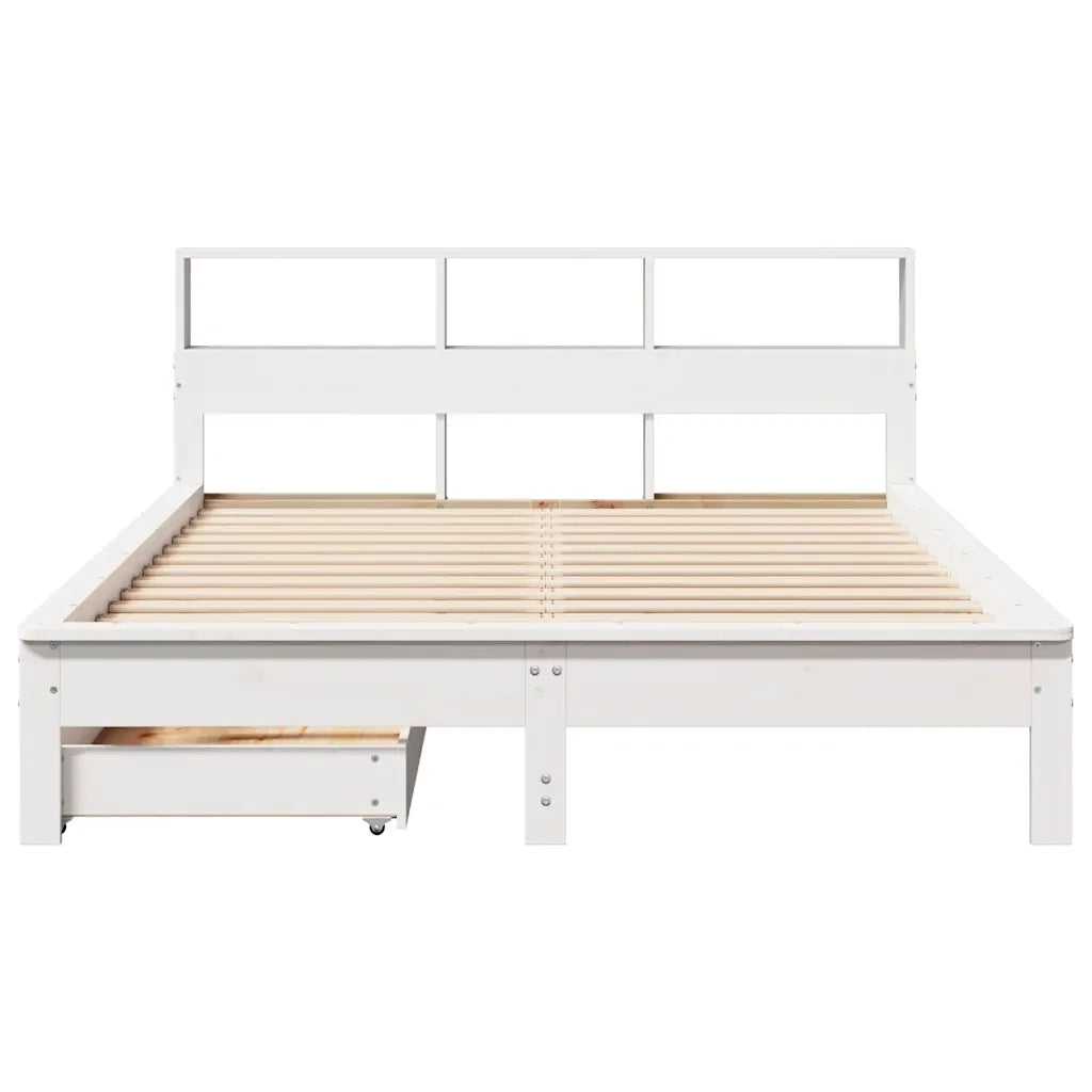 Letto Libreria senza Materasso Bianco 140x190 cm Legno di Pino