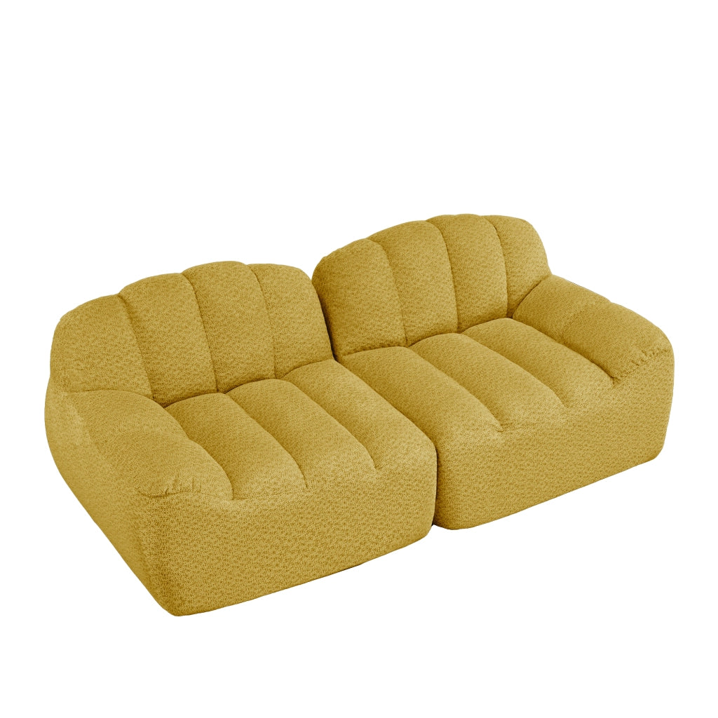 Divano Modulare 2 Posti Boneless ¨C Xylo ¨C Giallo, Cuscini Profondi, Forma a Conchiglia
