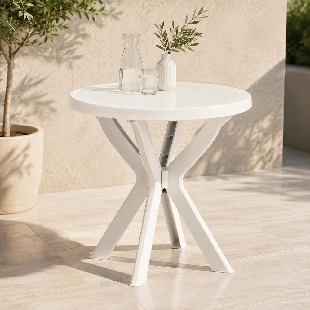 Bistro Table, White, 70 Cm, Plastic